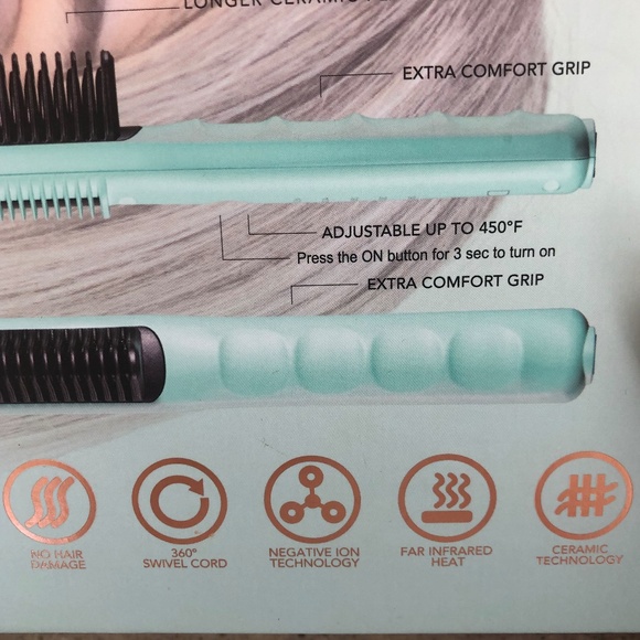 NWT! DNA HAIRTOOLS Styling Comb Pro Infrared Non Heat Damaging in Aquamarine - Picture 3 of 7